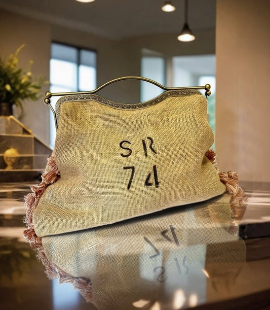 SOLE RODRIGUEZ SR74 Unique Handmade Hand Crafted Yuta Bassoon Purse Bag, with Trimmings and SR74 Print, Handmade