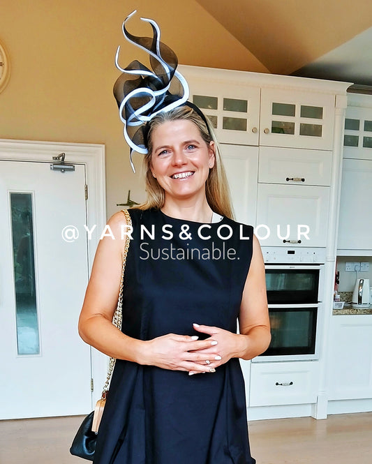 Bespoke Tall Flame Style Fascinator By Fillies Collection - Black and White