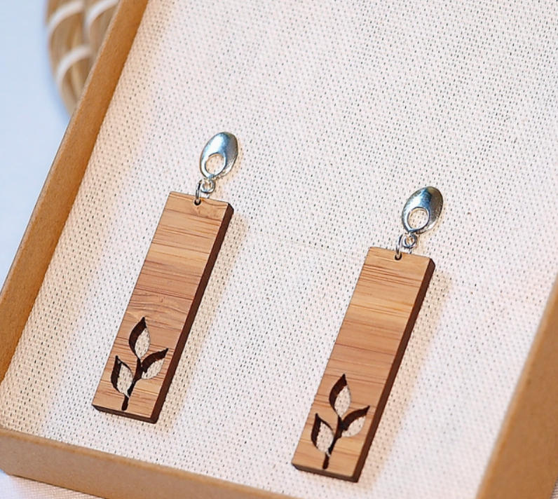MONAI Beautiful Butterfly Shape Natural Bamboo Wooden Earrings