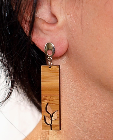 MONAI Beautiful Butterfly Shape Natural Bamboo Wooden Earrings