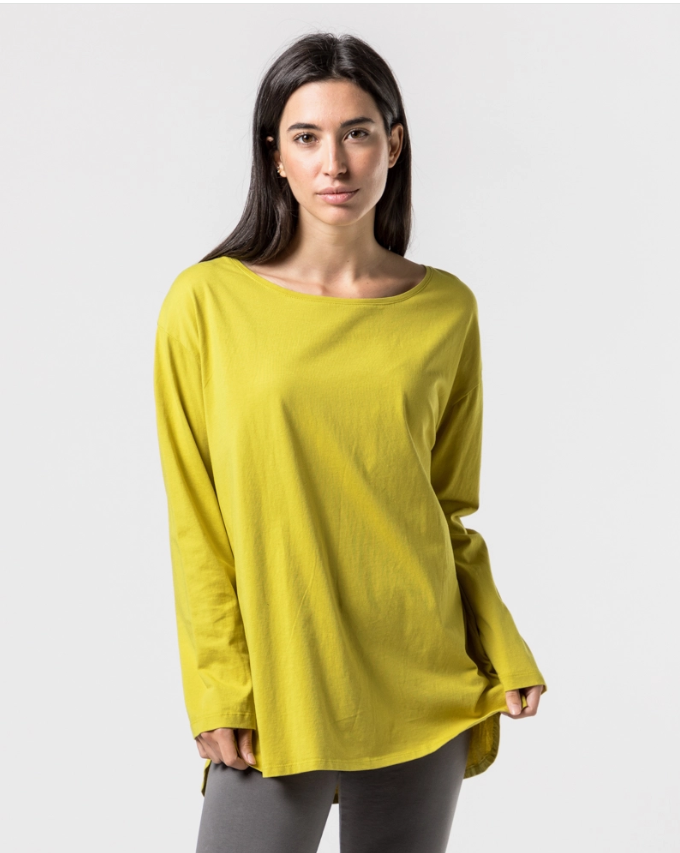 Lemon Green Organic Cotton longer back cover Shirt Wuji Fair Trade Product Grey Colour