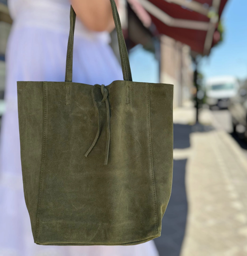 CHENSON & GORETT Italian Leather Bag with Quality Brown Suede - Casual