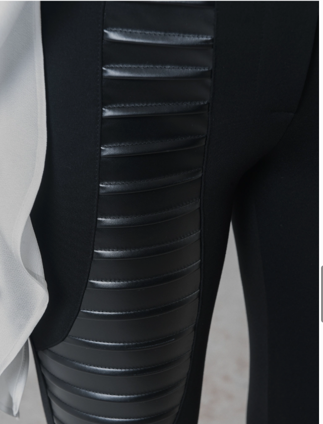 Metamorphoza Beautiful Stylish and Extravagant Black Leggins Style Pants with Faux Leather.
