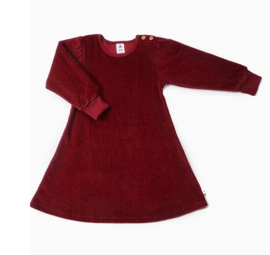 100% Organic Cotton Kids Long Sleeve Girly corduroy party dress.
