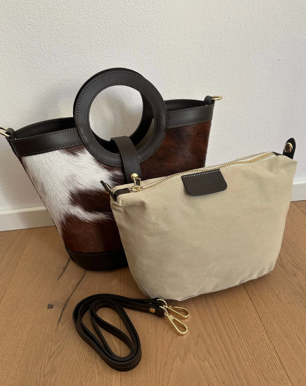 Circle- "Little Horse Cute Tote Bag with a Large inner purse Handmade with 100% Italian Leather
