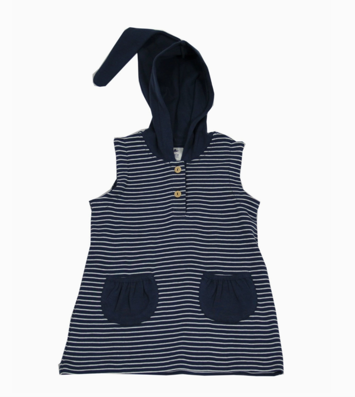 100% Organic Cotton Baby Tunic Dresses Indigo Lion Navy Stripped Yellow Pockets