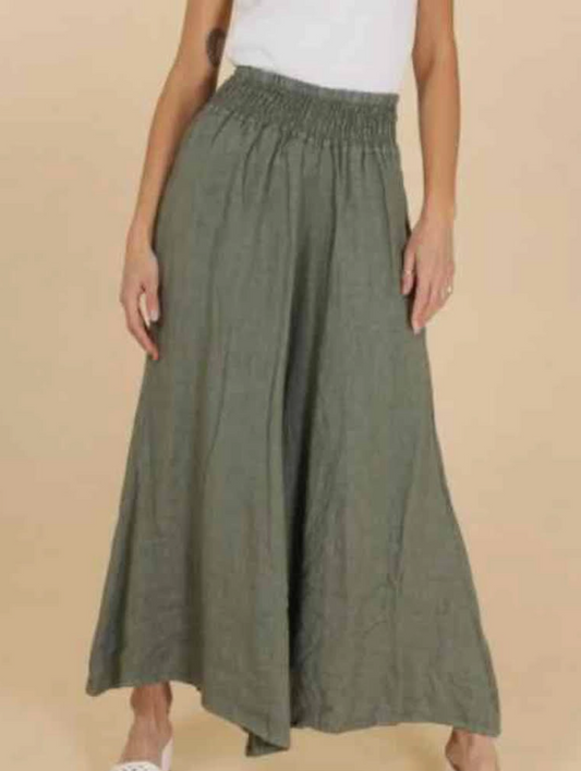 LA MAISON DES FIBRE NATURELLES 100% Linen Culotte Pants Colour Jean Denim Blue One Size