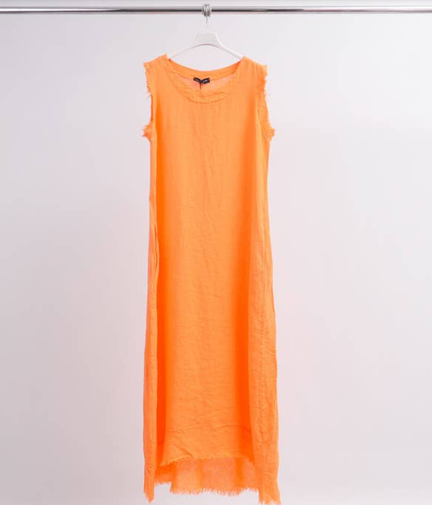 CECILE WANG Long 100% Linen Italian Made MAXI Dress Colour White