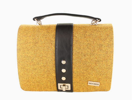 IRISH MUCROS WEAVERS Fiona 602 Women's Wool & Leather Tote Bag Colour Yellow