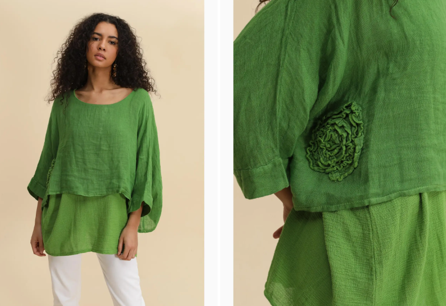 LA MAIUSON DES FIBRE NATURELLE Tunic 50% Linen 50% Cotton Colour Black