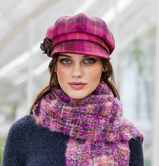 IRISH MUCROS WEAVERS Ladies 100% Wool Newsboy Cap 51 Colour Multi Irish Tweed Green