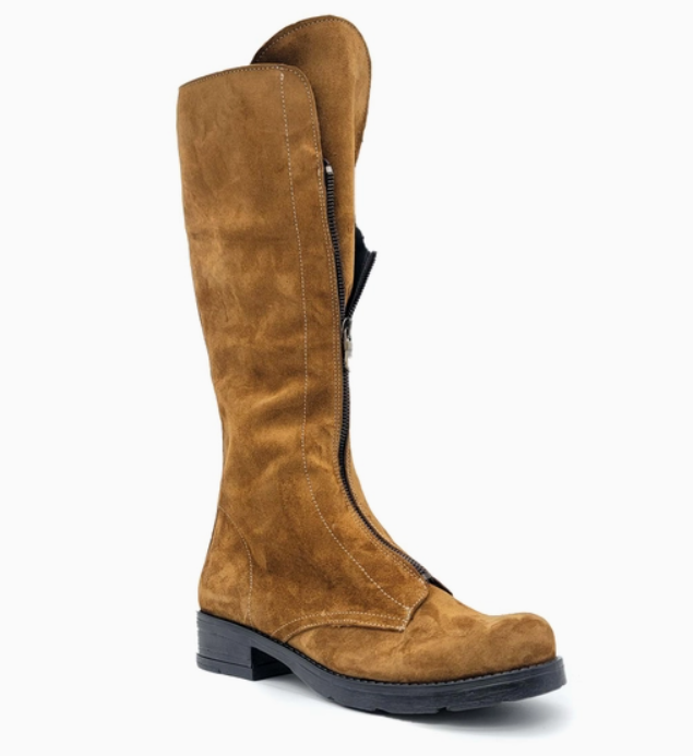 ECCELLENZA DONNA Romalt Crosta Suede Italian Leather Anfibic Boots with Iron Zip