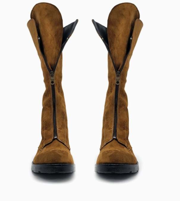 ECCELLENZA DONNA Romalt Crosta Suede Italian Leather Anfibic Boots with Iron Zip