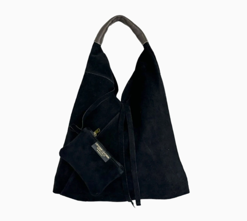 CHENSON & GORETT Women's Suede Leather Shoulder Bag with Purse Colour Black