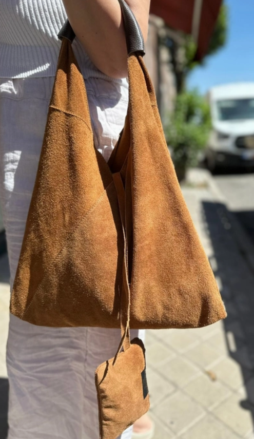 CHENSON & GORETT Women's Suede Leather Shoulder Bag with Purse Colour Green