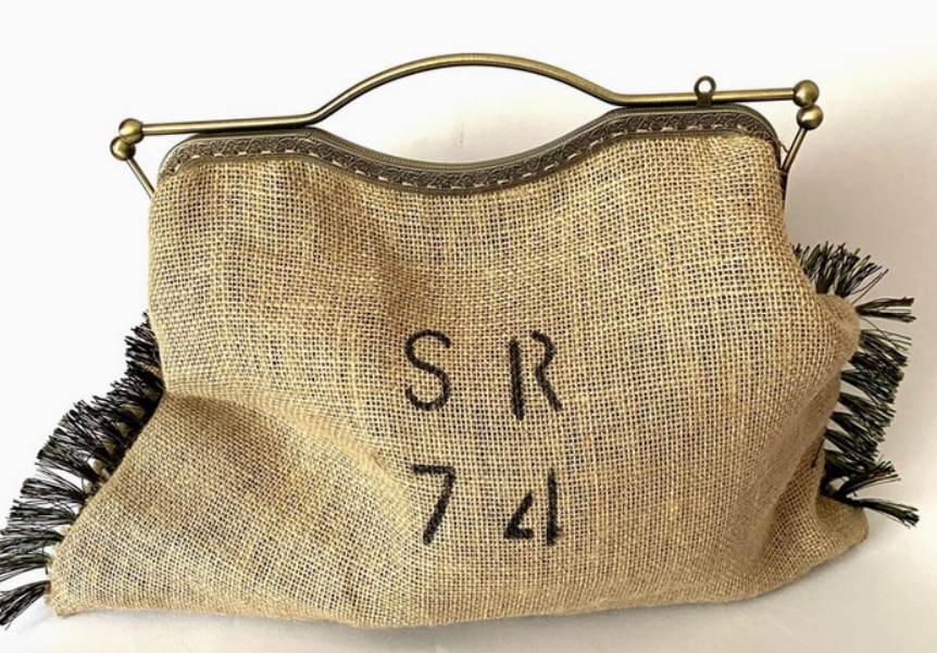 SOLE RODRIGUEZ SR74 Unique Handmade Hand Crafted Yuta Bassoon Purse Bag, with Trimmings and SR74 Print, Handmade