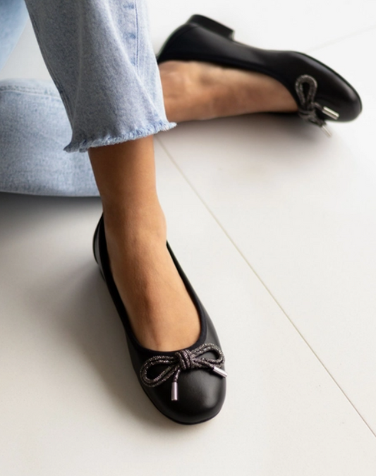 MLV PORTUGUESE SHOES Ballet Flats Italian leather moccasins Black