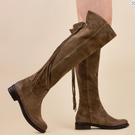 MOONRISE Knee Boots - Leather Over knee Yuni Brown Taupe