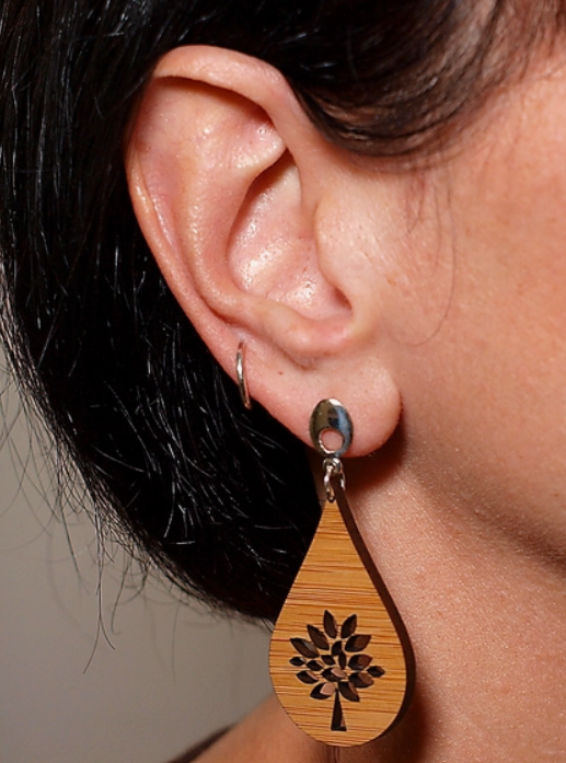 MONAI Beautiful Butterfly Shape Natural Bamboo Wooden Earrings