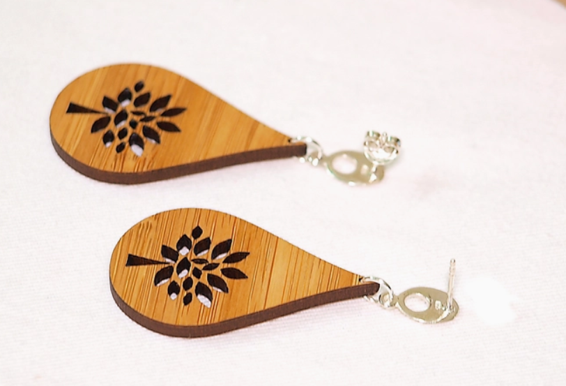 MONAI Beautiful Butterfly Shape Natural Bamboo Wooden Earrings
