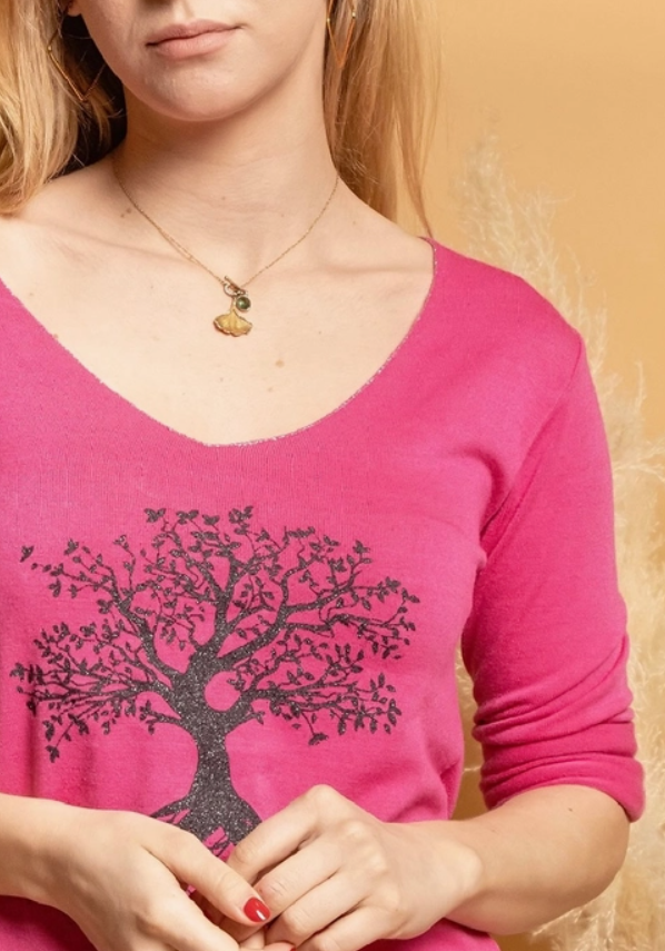 LINEN & COTTON HOUSE Angora Lurex Wool Sweater. Tree of Life Colour Yellow One Size