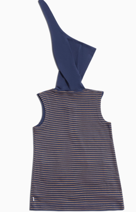 LEELA COTTON Indigo Lion Baby Organic Cotton fairy Hood Tunic Dress Colour Yellow pockets