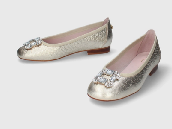 MLV PORTUGUESE SHOES Ladies Rosa03 Golden Italian Soft100% Leather Ballet Flats Size 39 Gold