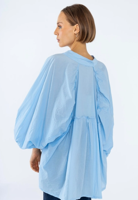 LINEN & COTTON HOUSE 100% Cotton Summer/Fall Clothing Blouse Colour Blue