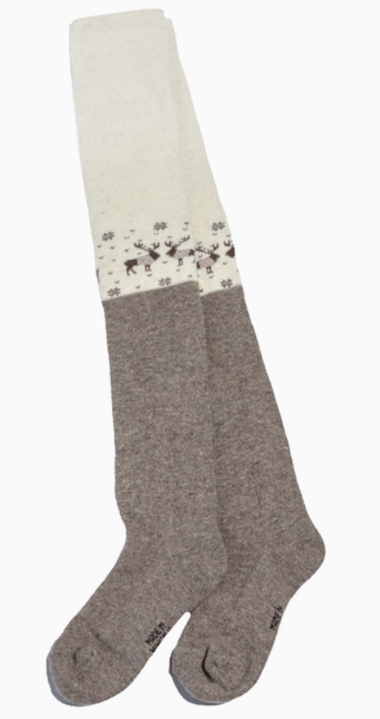 SILK ROAD BAZAAR Mongolian Sheep's Wool Thigh-High Socks - Light - Adult