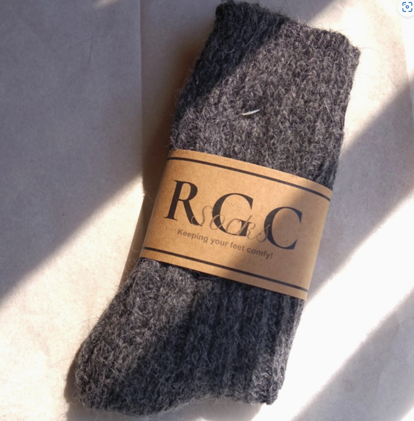 BY THE MOUNTAIN, Anthracite Alpaca Socks | Wool Socks | Socks | Winter Socks colour Brown