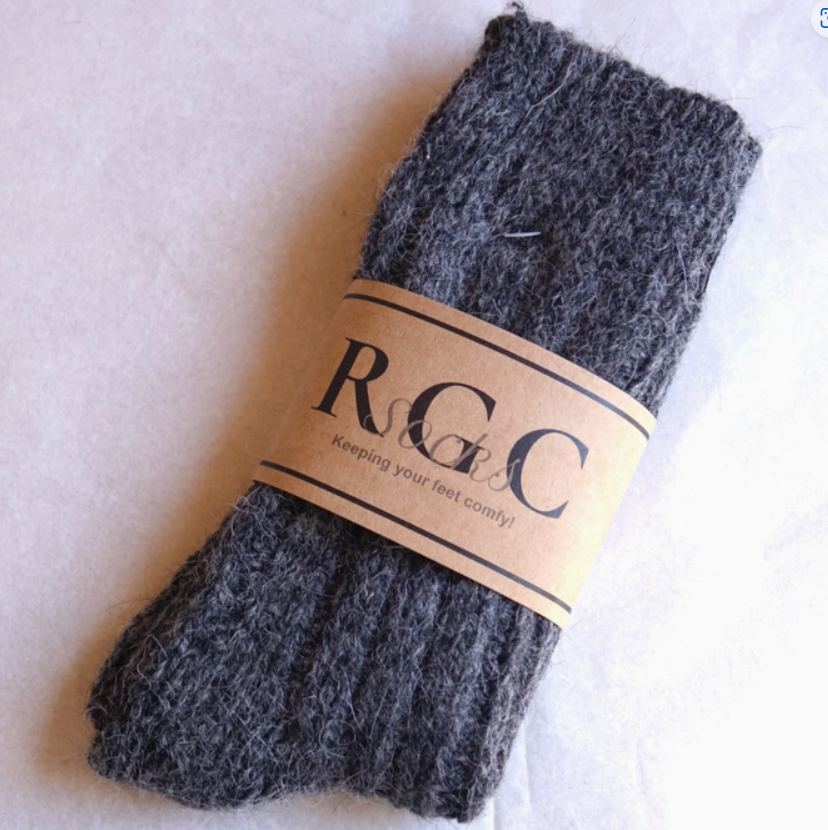 BY THE MOUNTAIN, Anthracite Alpaca Socks | Wool Socks | Socks | Winter Socks colour Brown