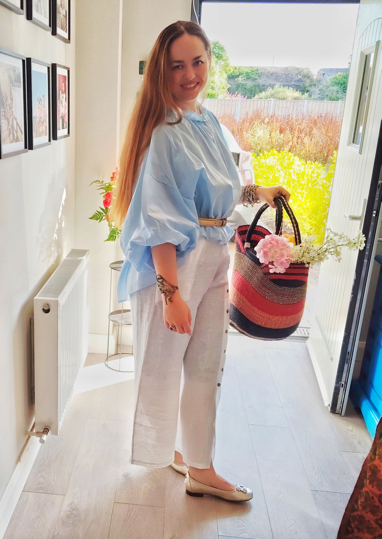 LINEN & COTTON HOUSE 100% Cotton Summer/Fall Clothing Blouse Colour Blue