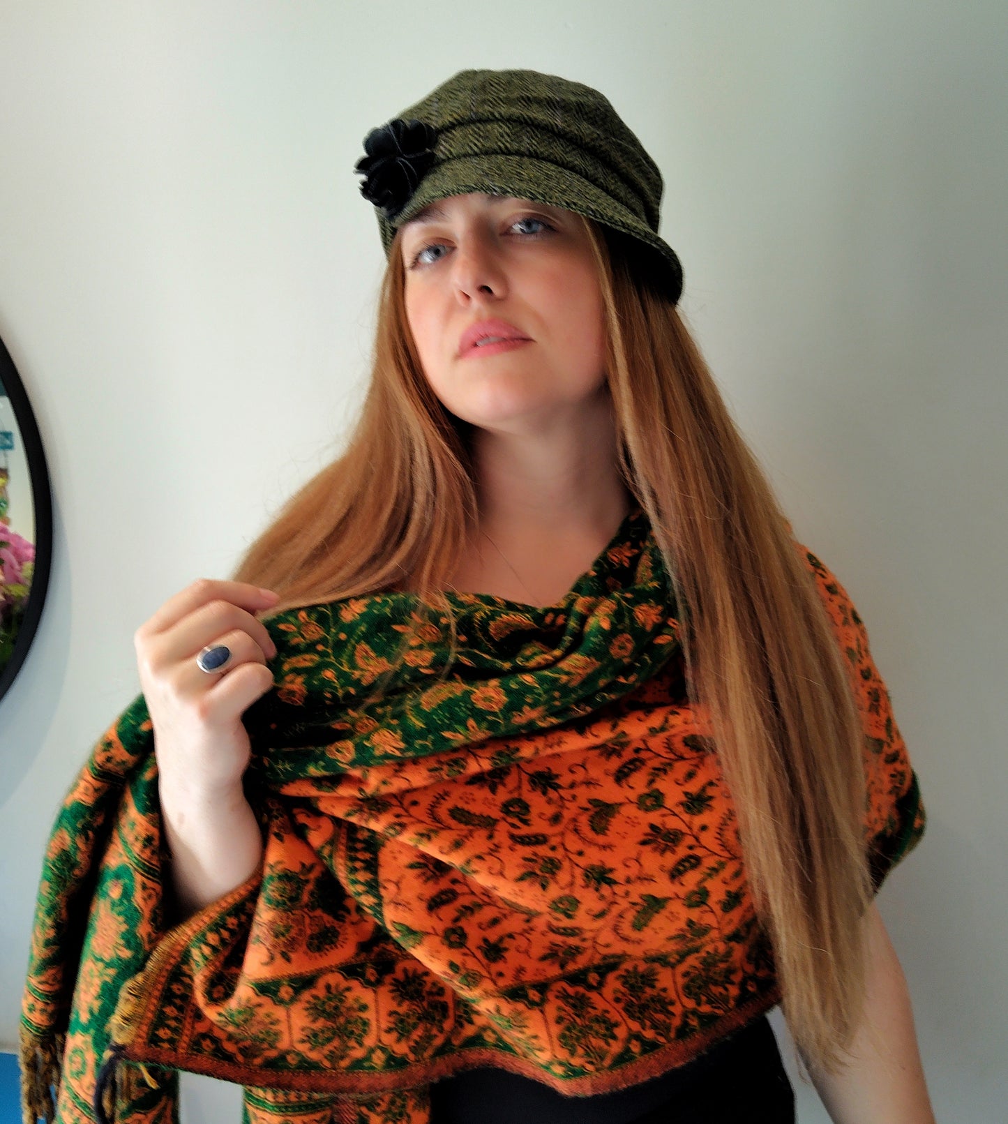IRISH MUCROS WEAVERS Ladies 100% Wool Newsboy Cap 51 Colour Multi Irish Tweed Green