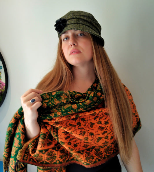 IRISH MUCROS WEAVERS Ladies 100% Wool Newsboy Cap 51 Colour Multi Irish Tweed Green