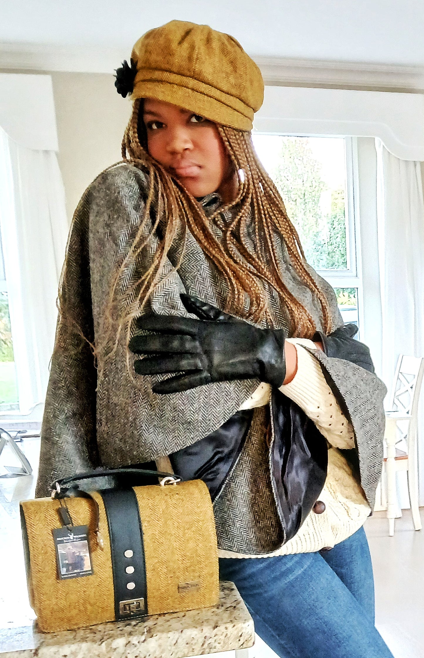 IRISH MUCROS WEAVERS Fiona 602 Women's Wool & Leather Tote Bag Colour Yellow