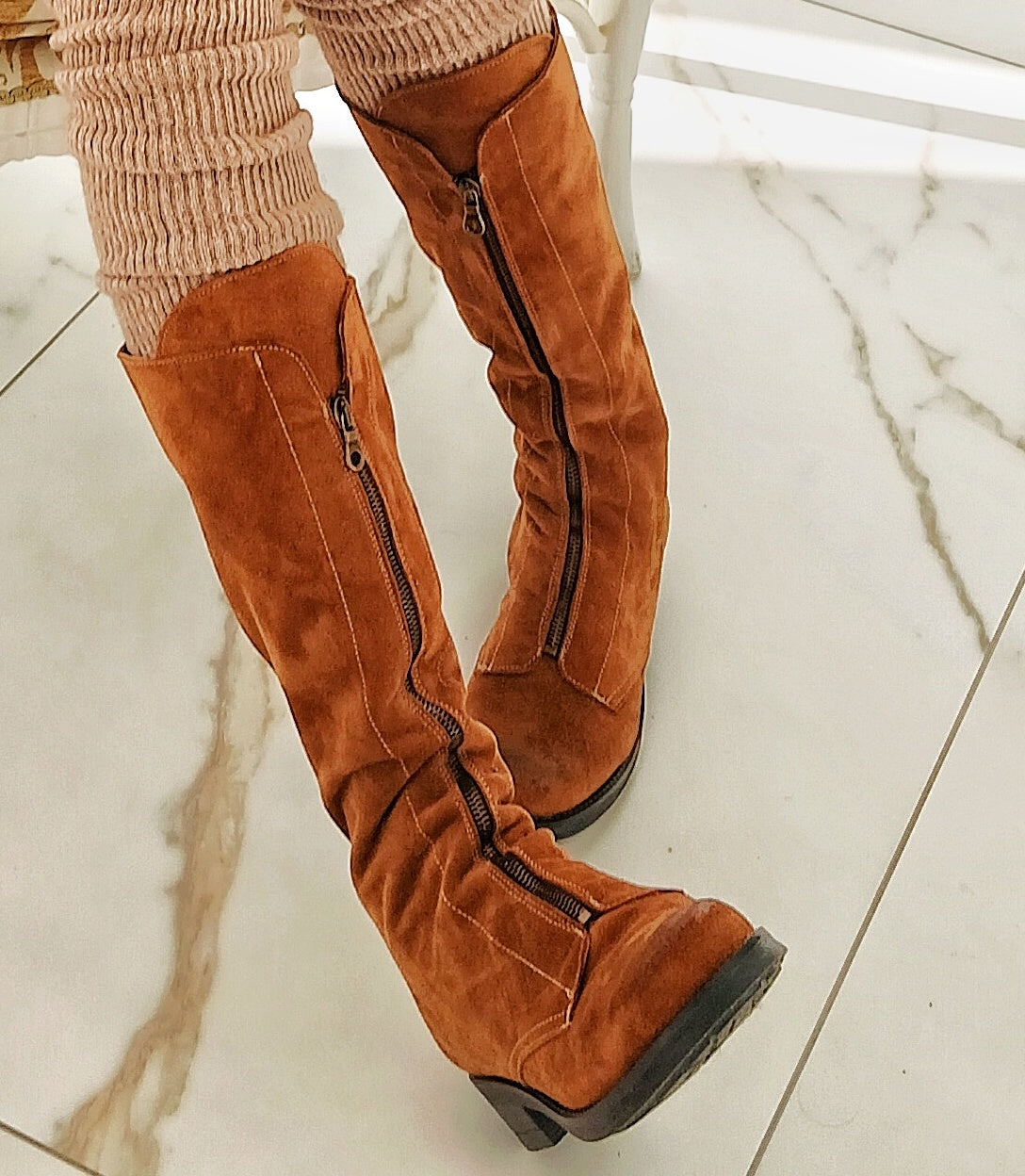 ECCELLENZA DONNA Romalt Crosta Suede  Italian Leather Anfibic Boots with Iron Zip