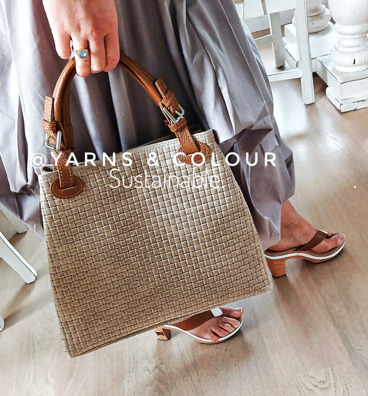 FIRENZE ARTEGIANIE Stylish Chic Godeberta Beautiful Women's Tote Bag. Tote Bag r FIRENZE talian Leather Engraved  surface. White Bag and Tan Brown Leather Straps (Copy)