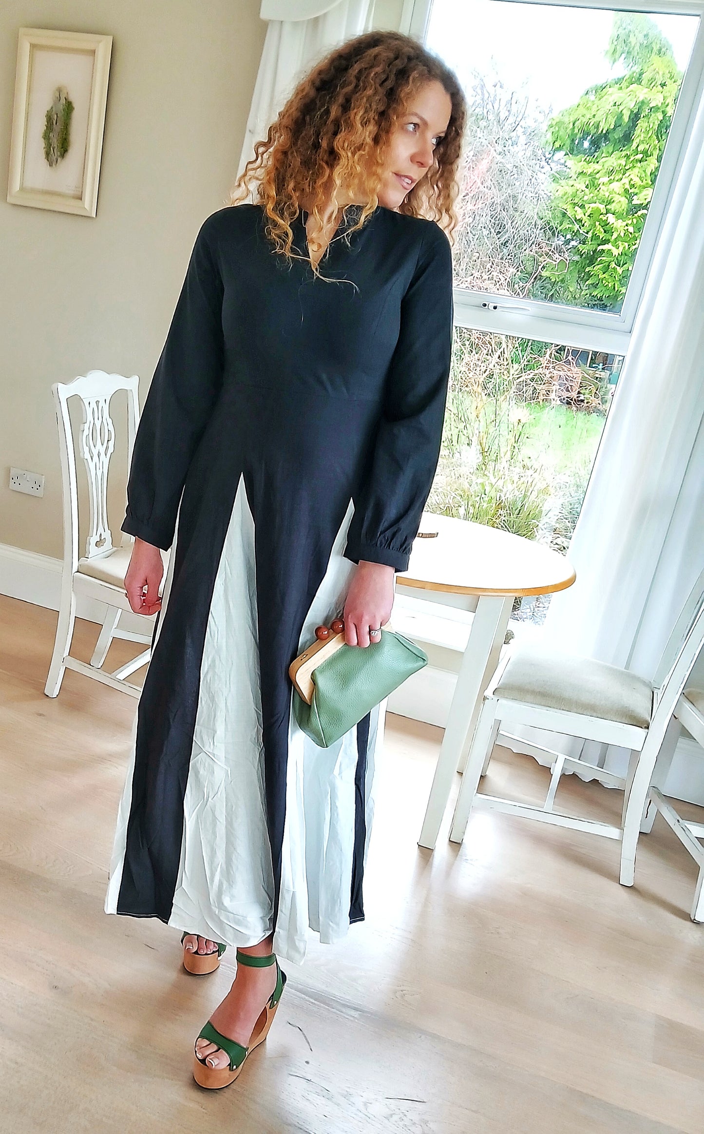 A Sweet Magic Moda Complementos Posh Black and White long Elegant Dress