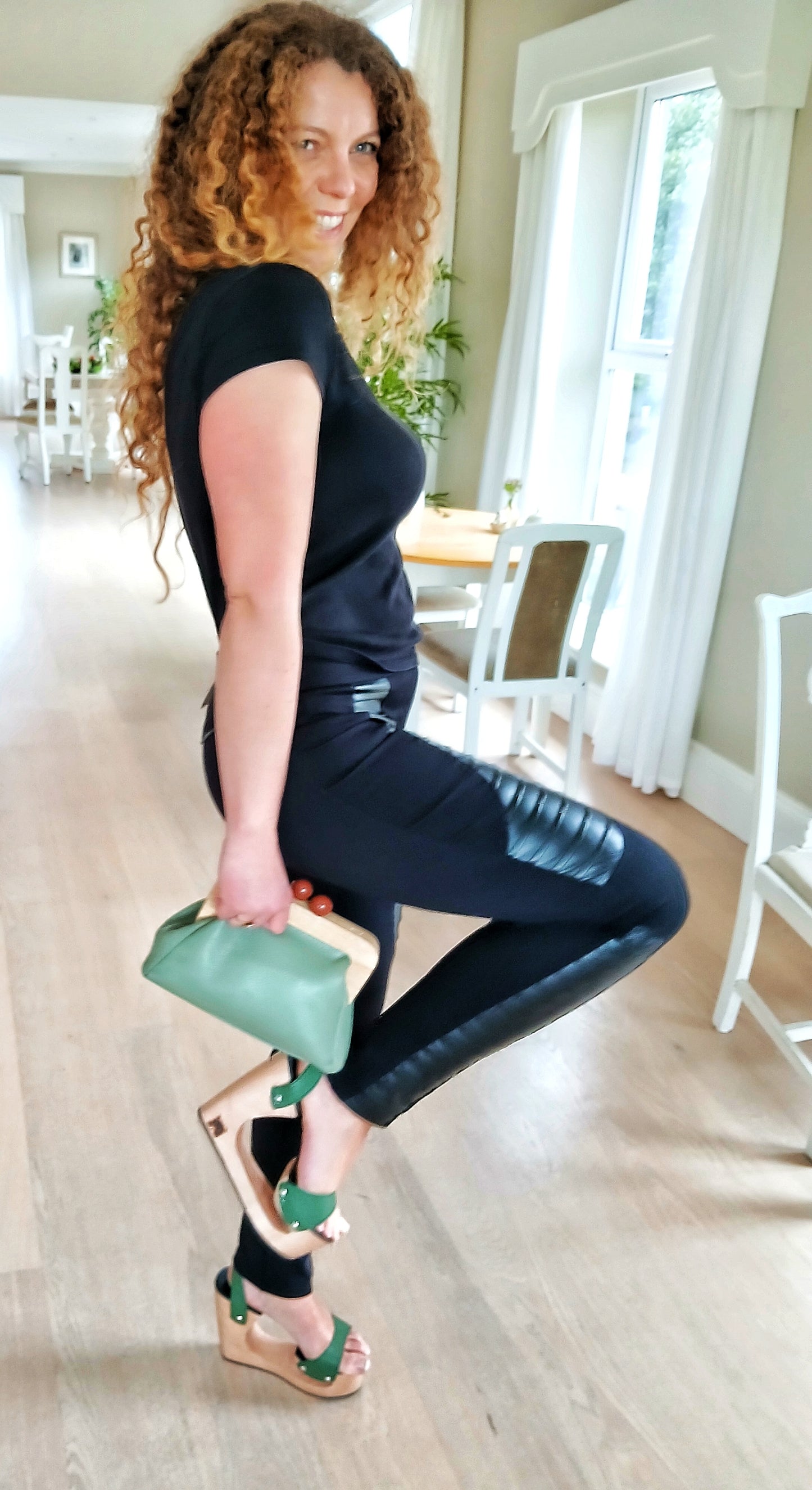 Metamorphoza Beautiful Stylish and Extravagant Black Leggins Style Pants with Faux Leather.