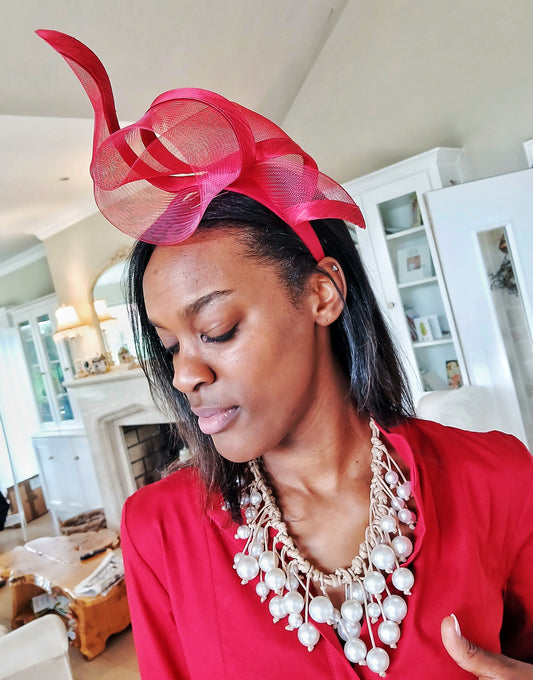 Sculptured Racing Fascinator By Fillies Collection - Wine Red