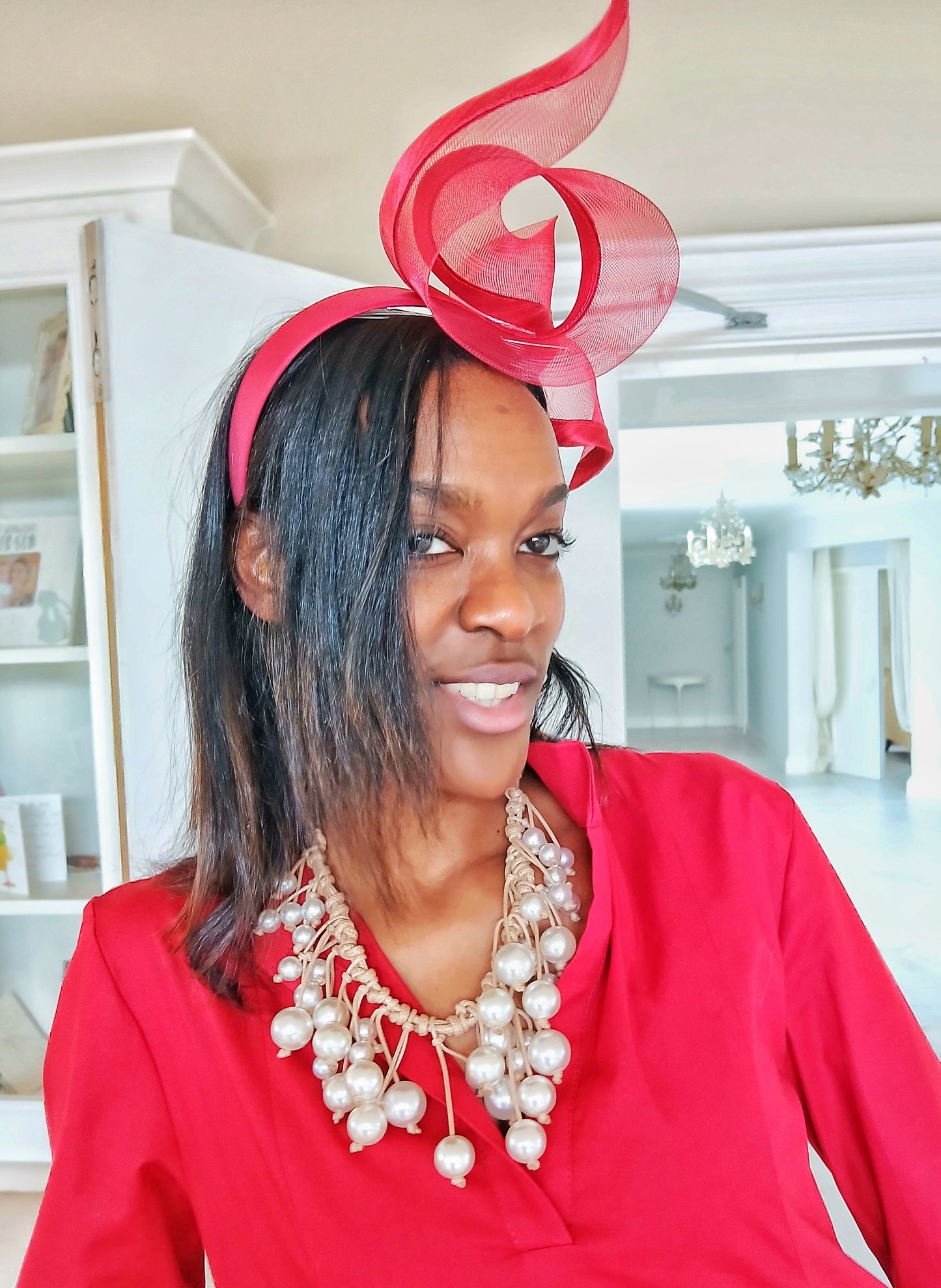 Sculptured Racing Fascinator By Fillies Collection - Wine Red