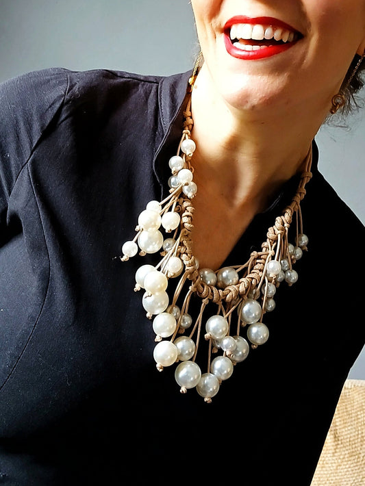 Handmade Woven Pearl Necklace