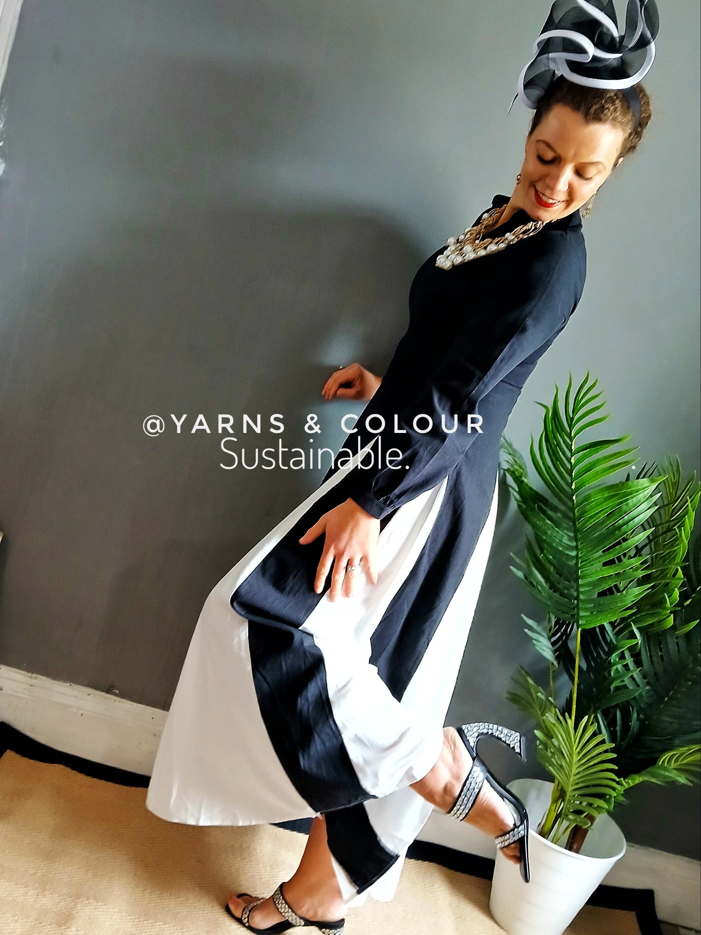 A Sweet Magic Moda Complementos Posh Black and White long Elegant Dress