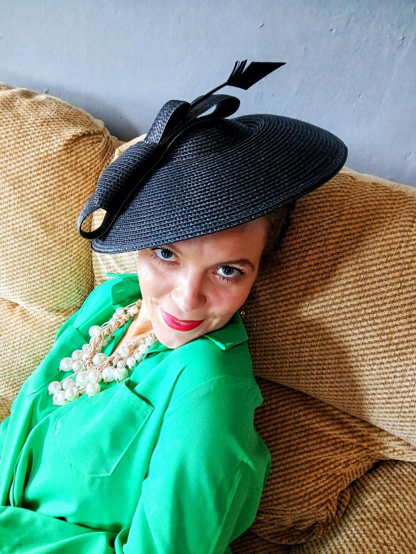 An Elegant “Saucer” Fascinator Hat By Max Alexander of Australia - Black