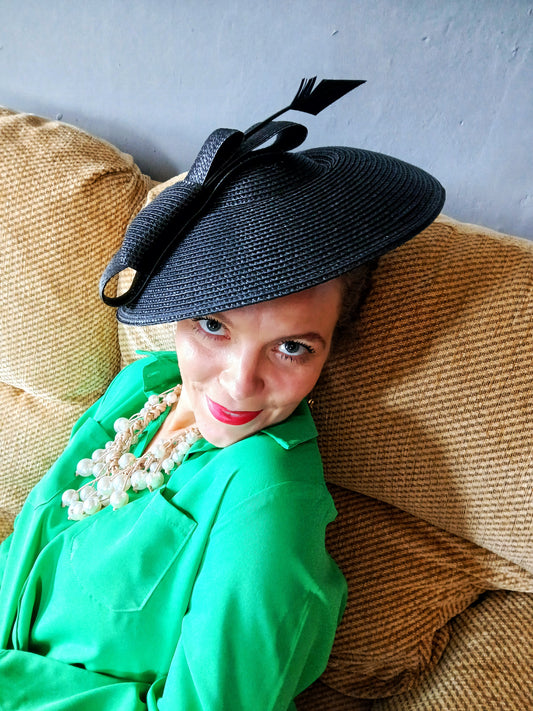 An Elegant “Saucer” Fascinator Hat By Max Alexander of Australia - Black