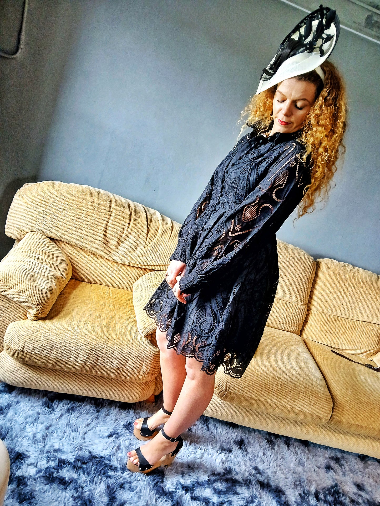 Beautiful lovely  little Princess Embroidered 100% Pure Cotton Lace Dress  - Black