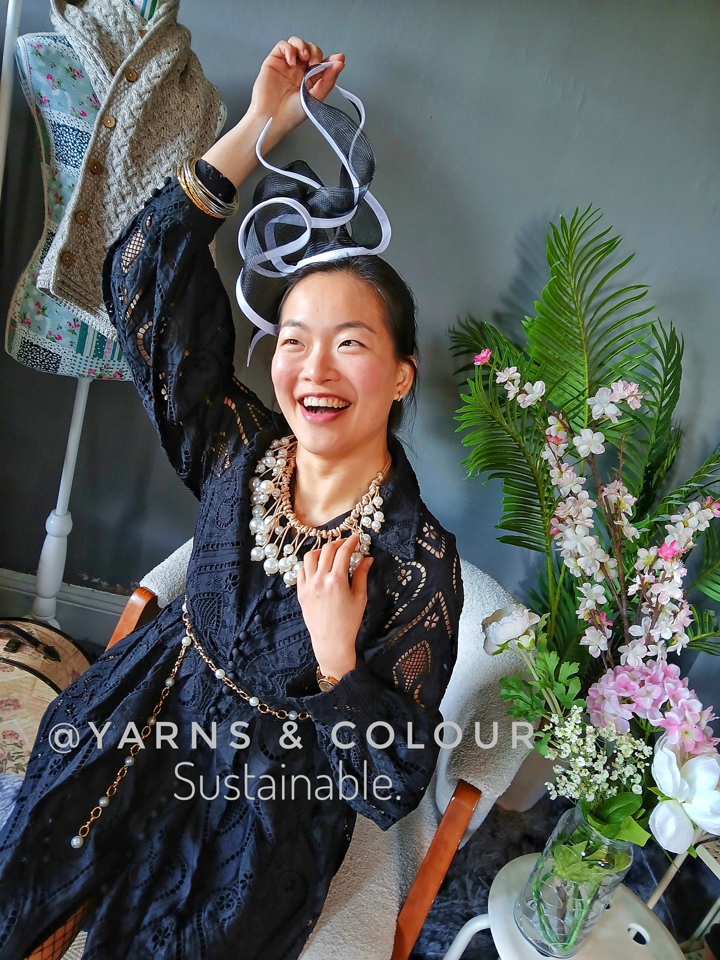 Bespoke Tall Flame Style Fascinator By Fillies Collection - Black and White