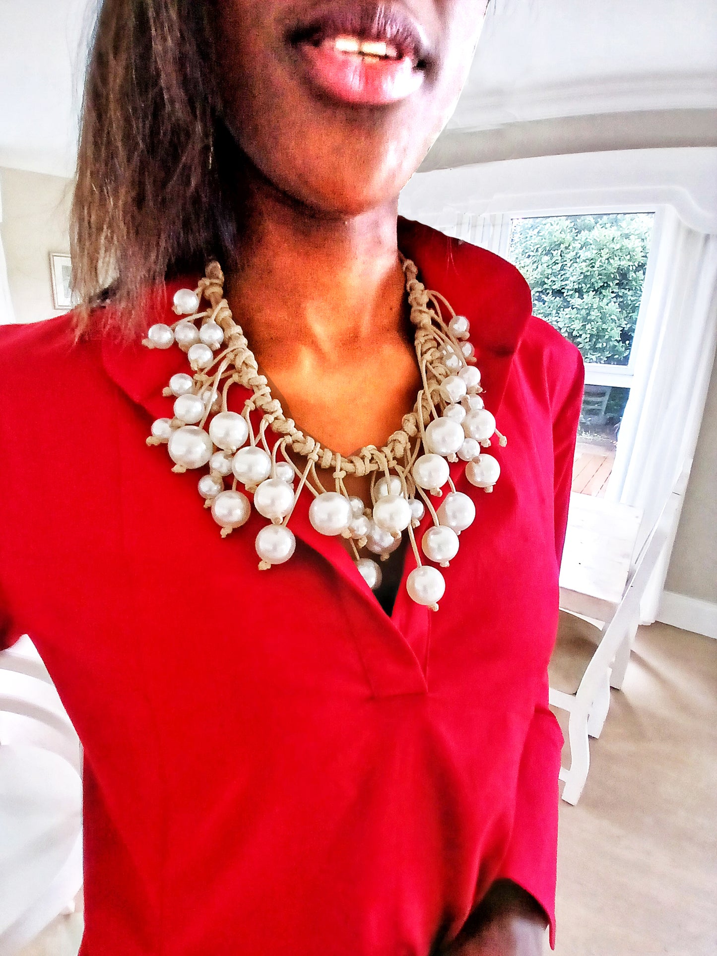 Handmade Woven Pearl Necklace