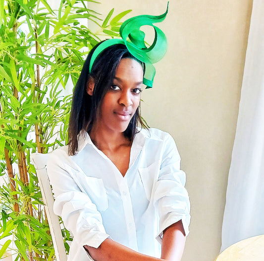 Sculptured Racing Fascinator By Fillies Collection - Green