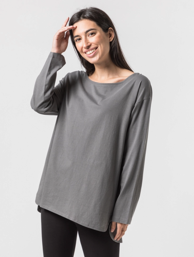 Lemon Green Organic Cotton longer back cover Shirt Wuji Fair Trade Product  Grey Colour